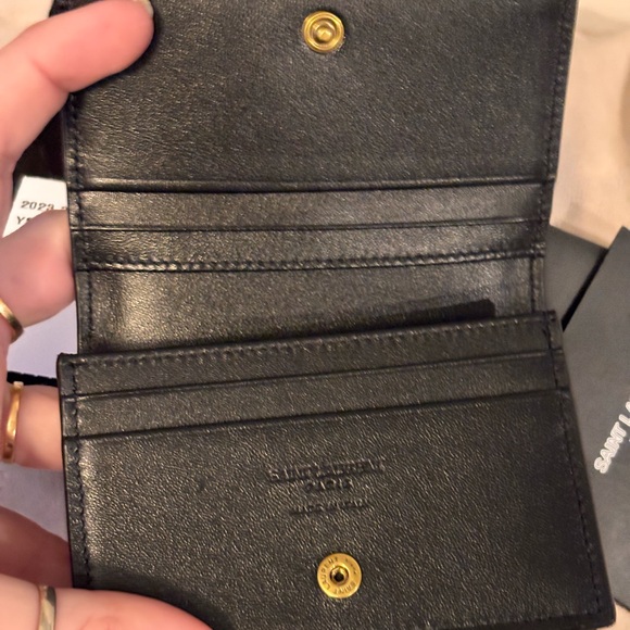 Saint Laurent Black Patent Leather Small Compact Card Holder Wallet W/ COA NWT - Picture 8 of 15
